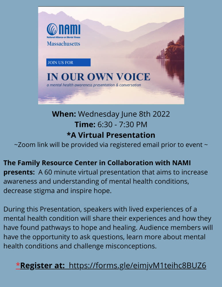 The Family Resource Center is hosting a Virtual Presentation for parents on June 8th.