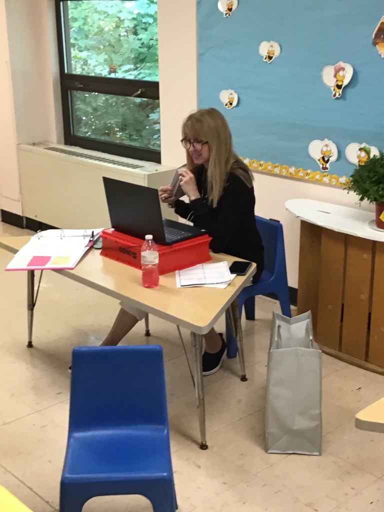 Miss Debbie teaches to her remote classroom