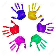 Image of Multi-colored Handprints