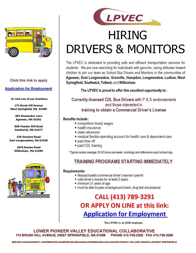 LPVEC is Hiring Drivers & Monitors - Apply today!