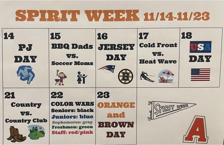 spirit week schedule